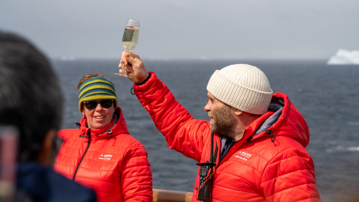Celebrating Crossing the Antarctica Circle, Jamie Lafferty