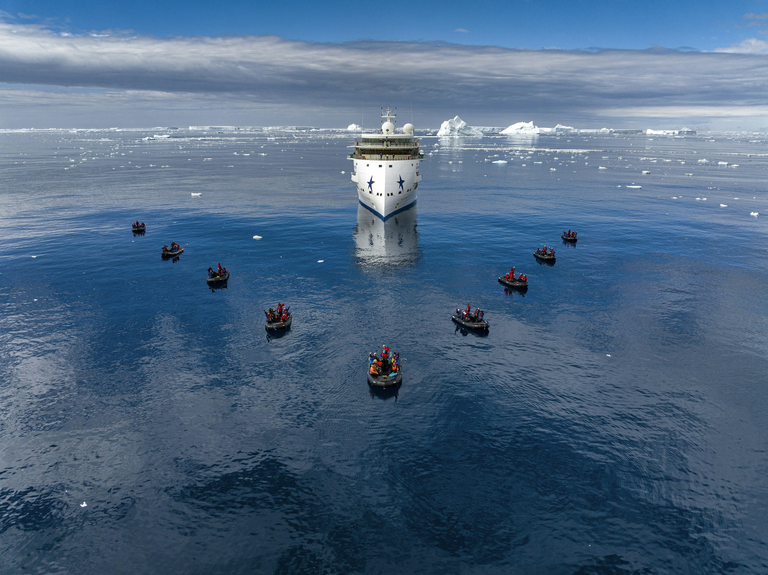 Zodiac Cruising in front of Greg Mortimer, Antarctica, Martin Gregus
