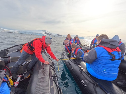 Citizen Science in a Zodiac, Antarctica, Sasha Buch