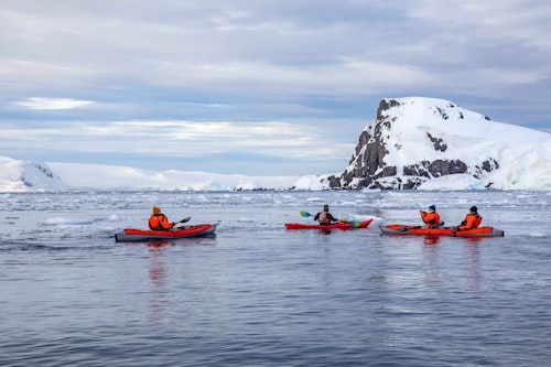 Kayaking at Curtis Bay, Antarctica, Pia Harboure